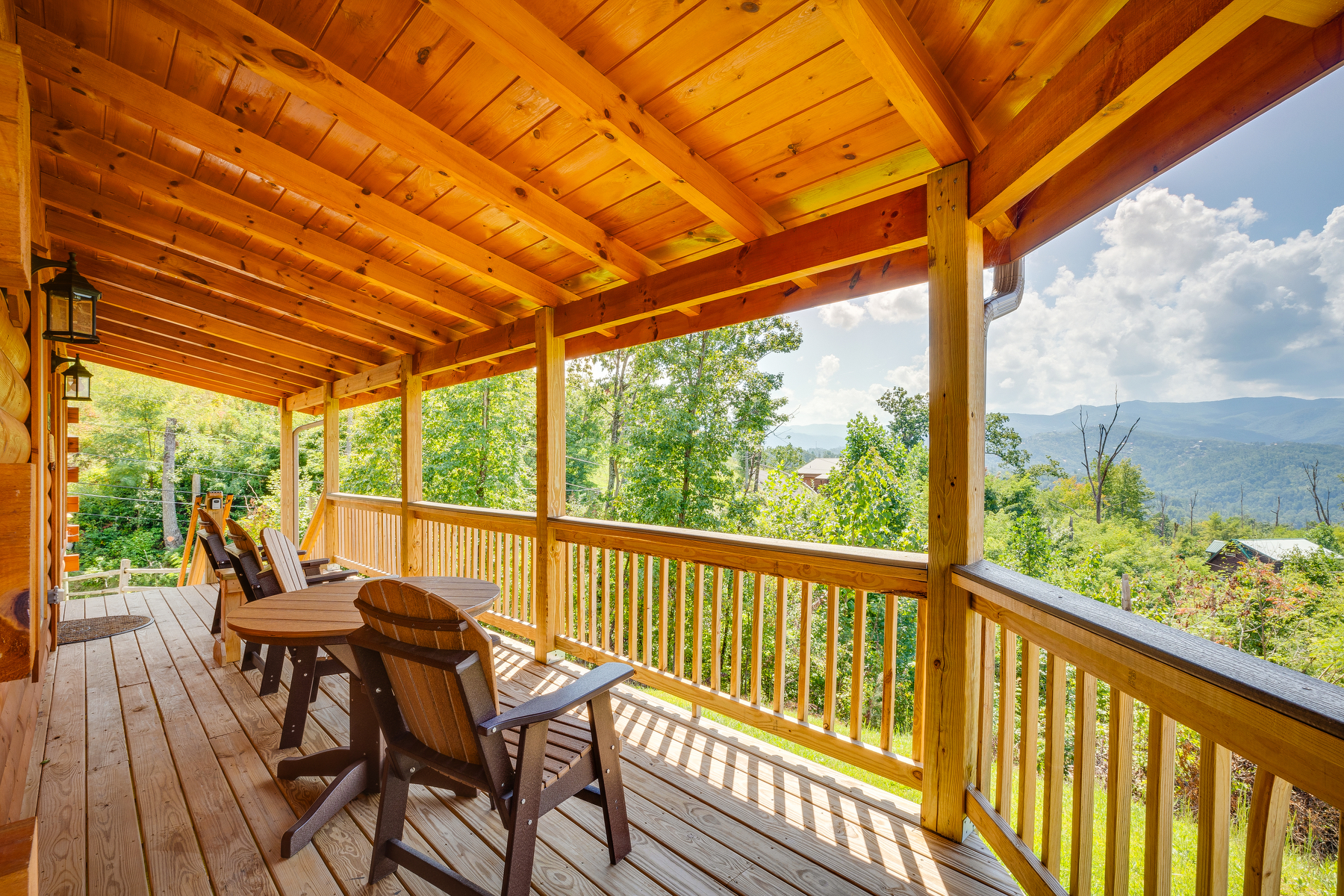 chairs on deck of Smoky Mountain cabin