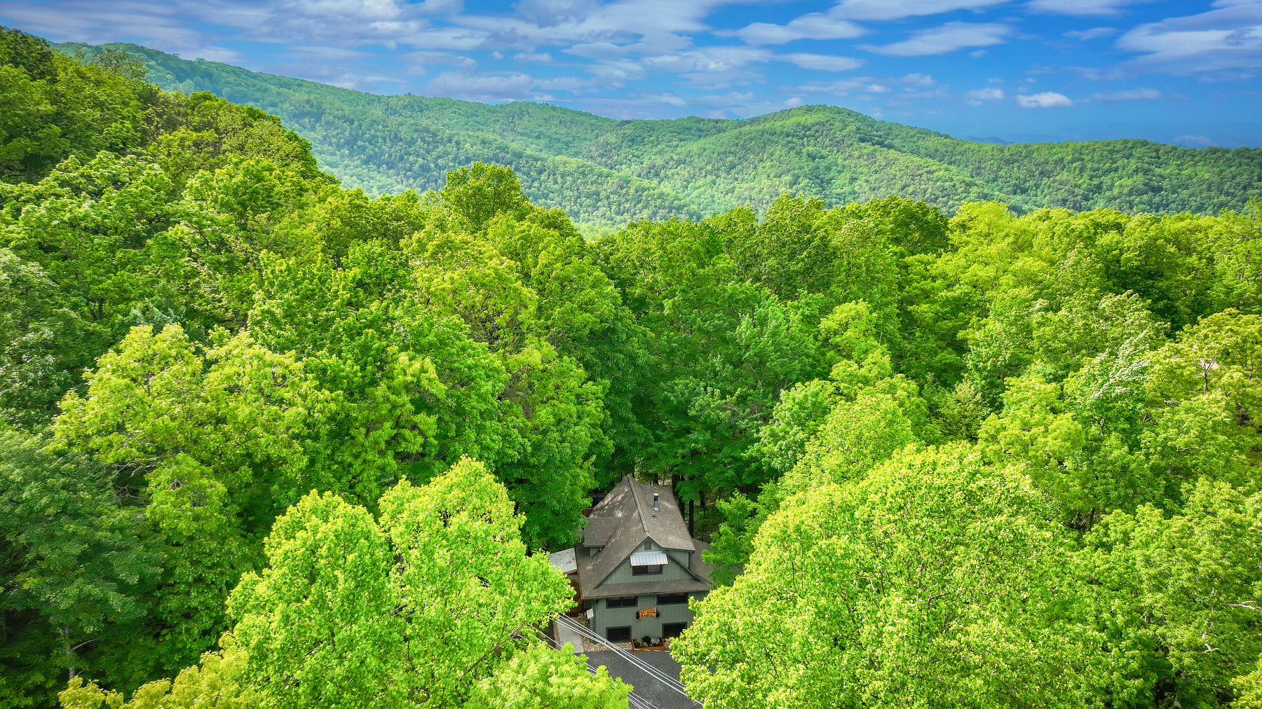 aerial view of a Smoky Mountain cabin