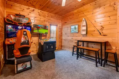 game room in Smoky Mountain cabin