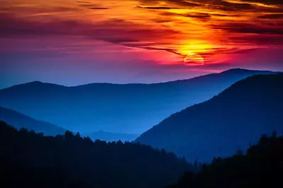 sunset in the smoky mountains
